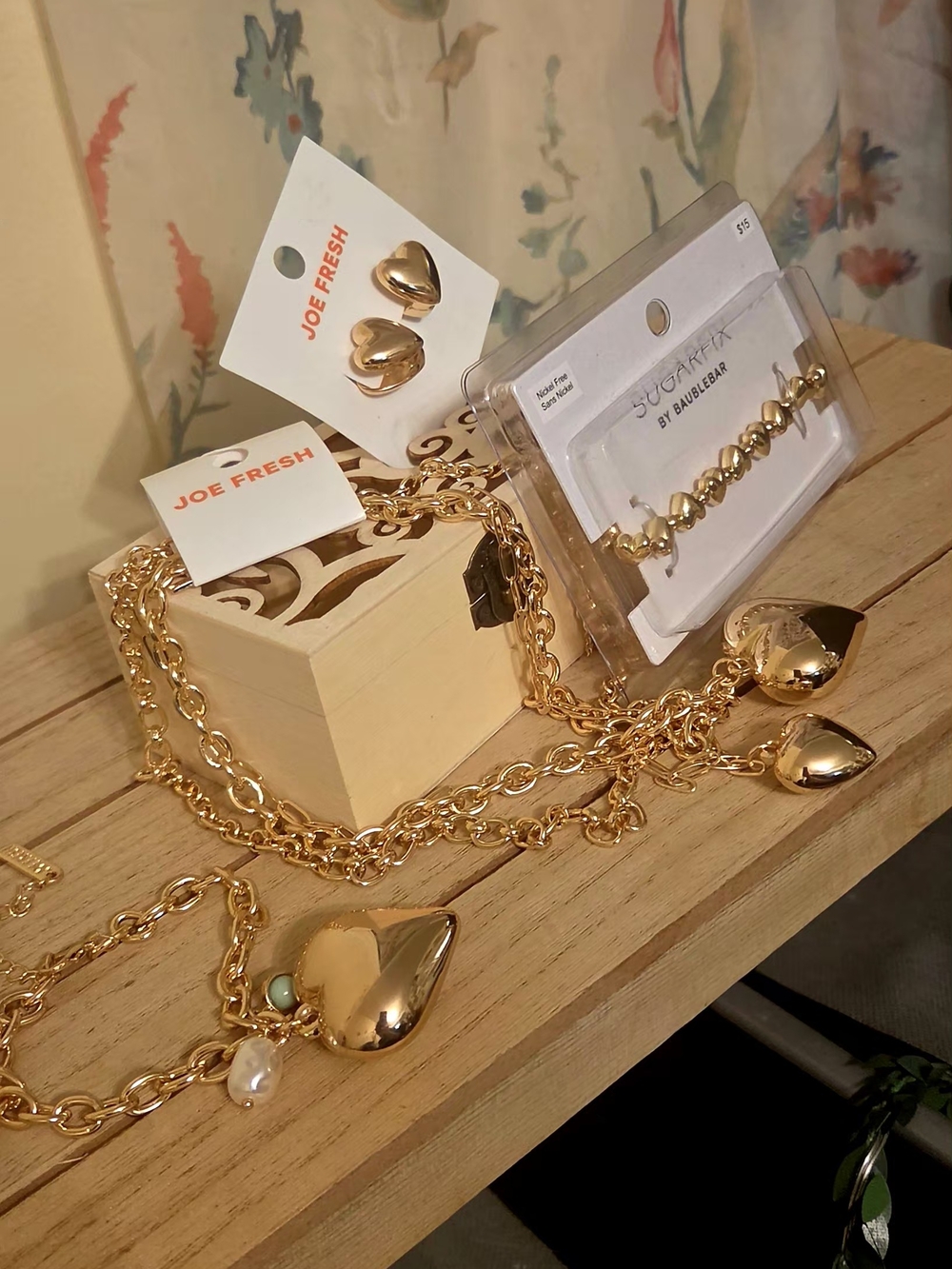 Joe Fresh/SugarFix Gold Heart Charm Jewelry Bundle